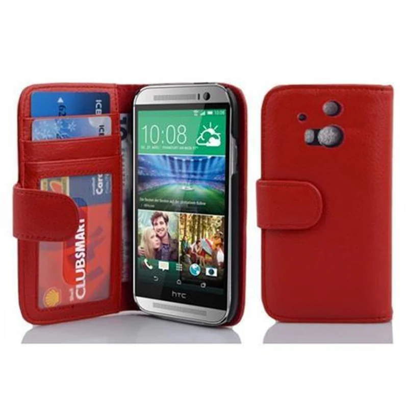 Cadorabo Hülle kompatibel mit HTC ONE M8 Schutzhülle mit Magnetverschluss und 3 Kartenfächern