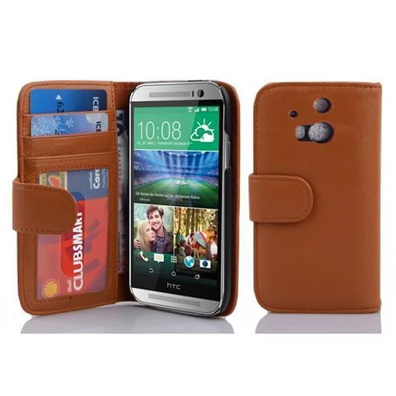 Cadorabo Hülle kompatibel mit HTC ONE M8 Schutzhülle mit Magnetverschluss und 3 Kartenfächern