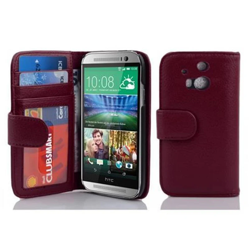 Cadorabo Hülle kompatibel mit HTC ONE M8 Schutzhülle mit Magnetverschluss und 3 Kartenfächern