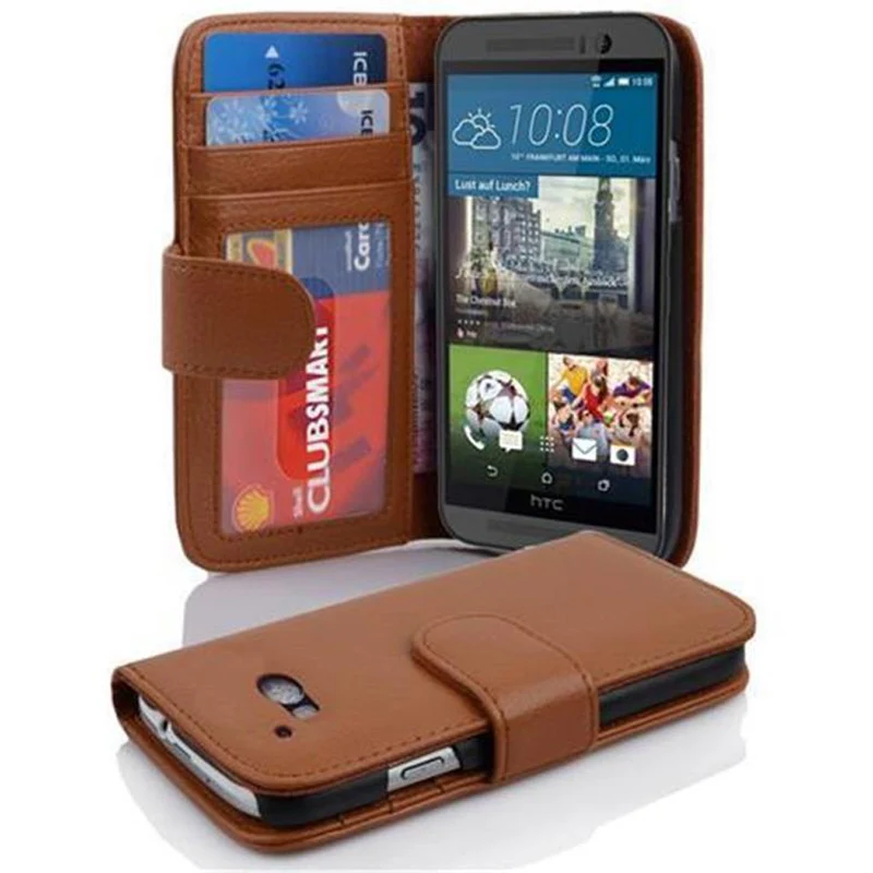 Cadorabo Hülle kompatibel mit HTC ONE M9 Schutzhülle mit Magnetverschluss und 3 Kartenfächern