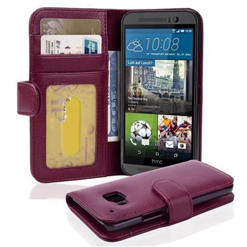 Cadorabo Hülle kompatibel mit HTC ONE M9 Schutzhülle mit Magnetverschluss und 3 Kartenfächern