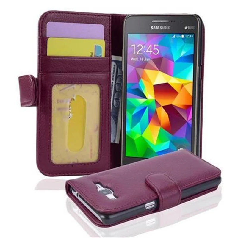 Cadorabo Hülle kompatibel mit Samsung Galaxy GRAND PRIME Schutzhülle mit Magnetverschluss und 3 Kartenfächern