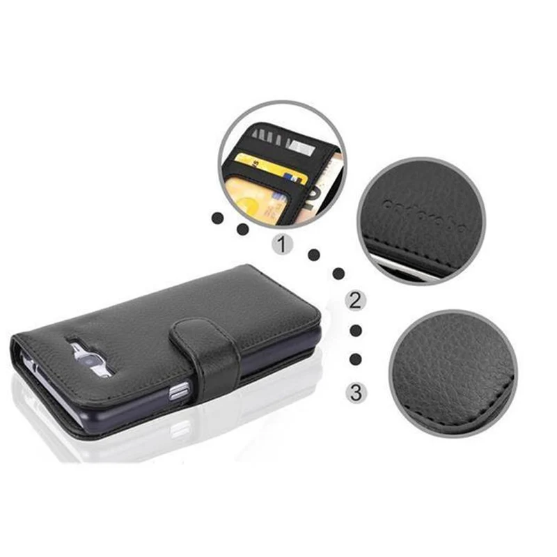 Cadorabo Hülle kompatibel mit Samsung Galaxy GRAND PRIME Schutzhülle mit Magnetverschluss und 3 Kartenfächern