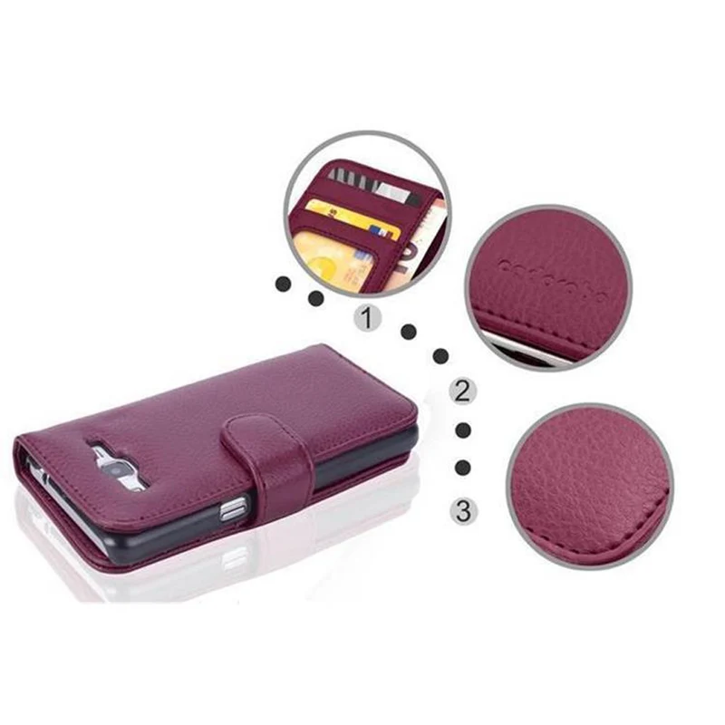 Cadorabo Hülle kompatibel mit Samsung Galaxy GRAND PRIME Schutzhülle mit Magnetverschluss und 3 Kartenfächern