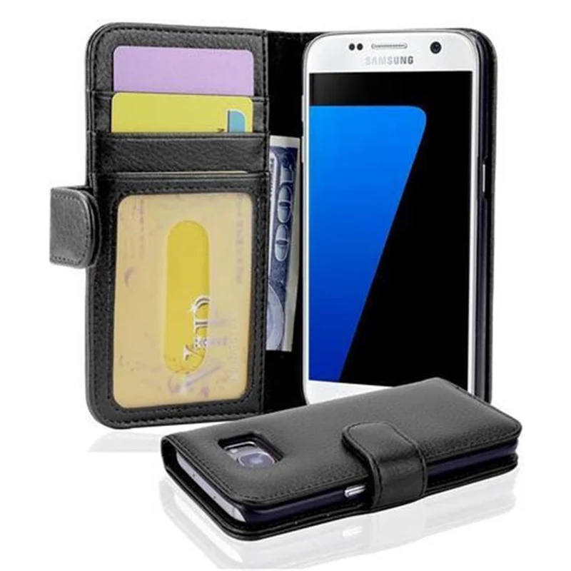Cadorabo Hülle kompatibel mit Samsung Galaxy S7 Schutzhülle mit Magnetverschluss und 3 Kartenfächern