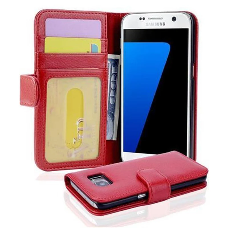 Cadorabo Hülle kompatibel mit Samsung Galaxy S7 Schutzhülle mit Magnetverschluss und 3 Kartenfächern
