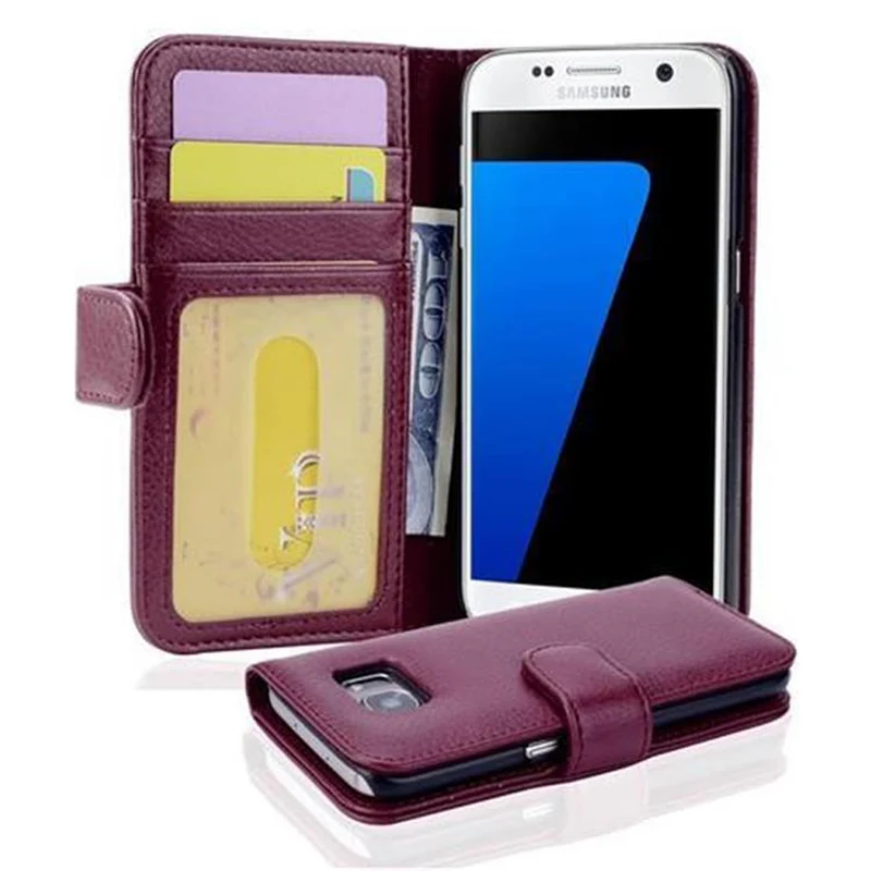 Cadorabo Hülle kompatibel mit Samsung Galaxy S7 Schutzhülle mit Magnetverschluss und 3 Kartenfächern