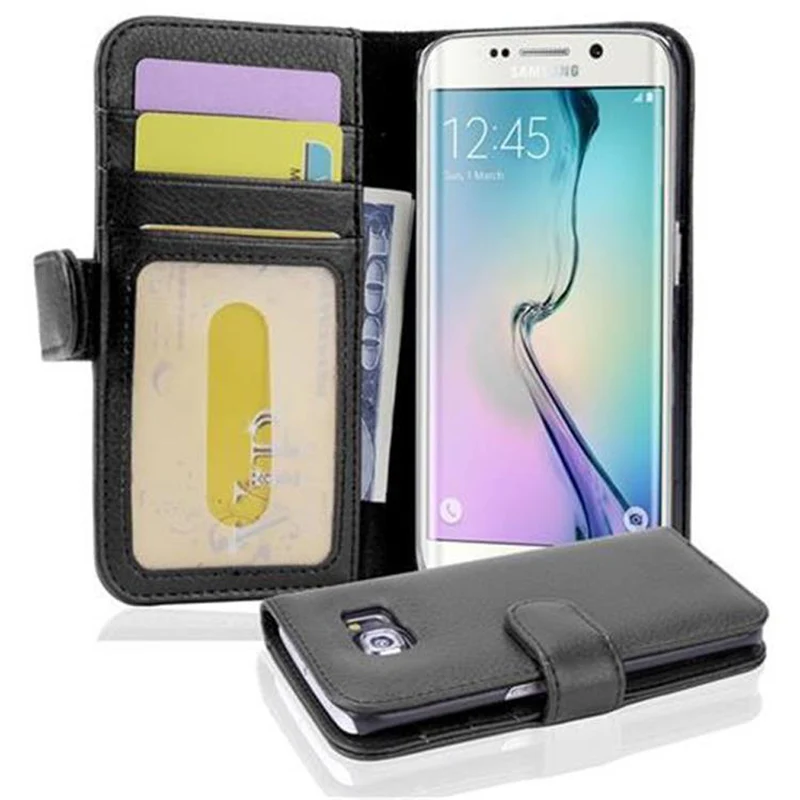 Cadorabo Hülle kompatibel mit Samsung Galaxy S6 EDGE Schutzhülle mit Magnetverschluss und 3 Kartenfächern