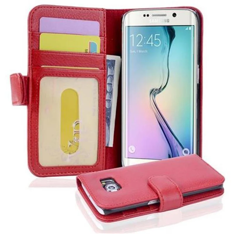 Cadorabo Hülle kompatibel mit Samsung Galaxy S6 EDGE Schutzhülle mit Magnetverschluss und 3 Kartenfächern