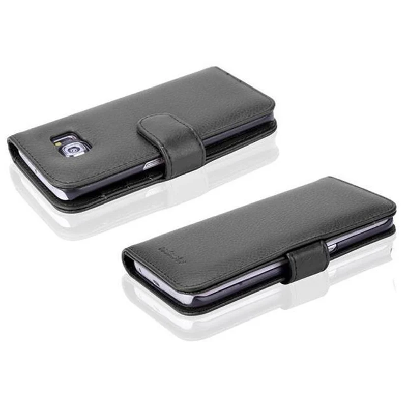Cadorabo Hülle kompatibel mit Samsung Galaxy S6 EDGE Schutzhülle mit Magnetverschluss und 3 Kartenfächern