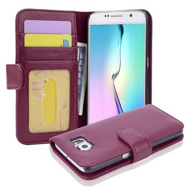 Cadorabo Hülle kompatibel mit Samsung Galaxy S6 Schutzhülle mit Magnetverschluss und 3 Kartenfächern