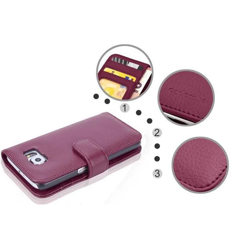 Cadorabo Hülle kompatibel mit Samsung Galaxy S6 Schutzhülle mit Magnetverschluss und 3 Kartenfächern