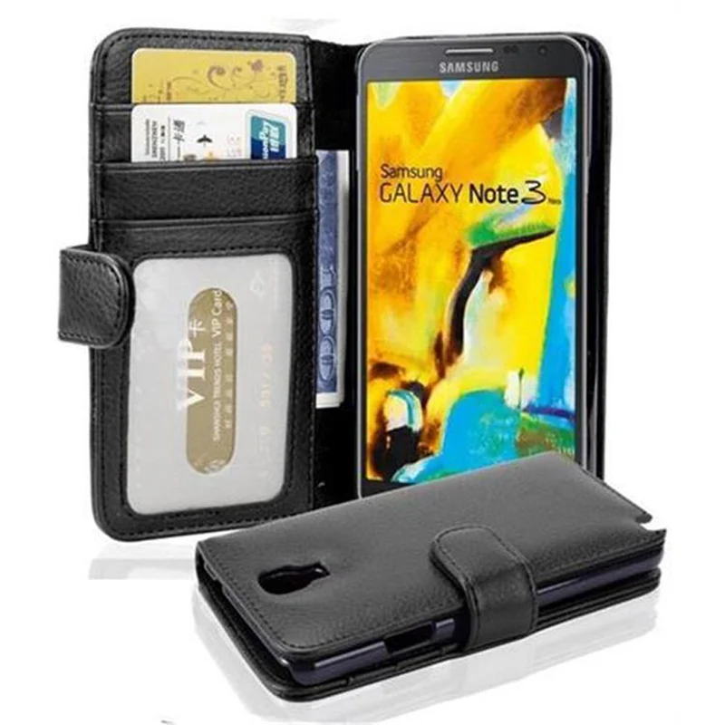 Cadorabo Hülle kompatibel mit Samsung Galaxy NOTE 3 NEO Schutzhülle mit Magnetverschluss und 3 Kartenfächern