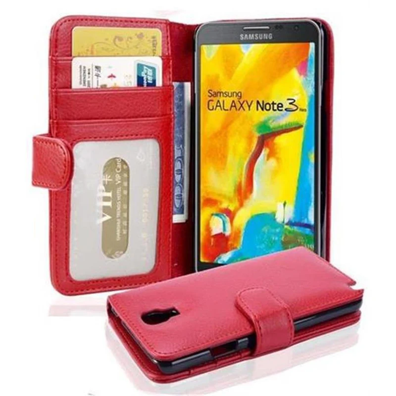 Cadorabo Hülle kompatibel mit Samsung Galaxy NOTE 3 NEO Schutzhülle mit Magnetverschluss und 3 Kartenfächern