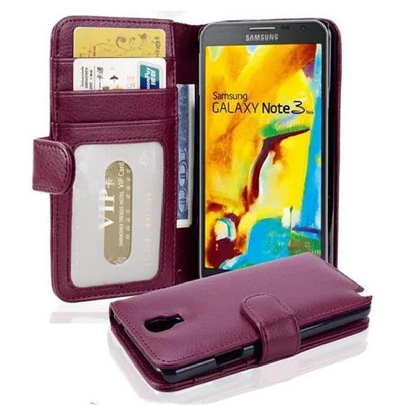 Cadorabo Hülle kompatibel mit Samsung Galaxy NOTE 3 NEO Schutzhülle mit Magnetverschluss und 3 Kartenfächern