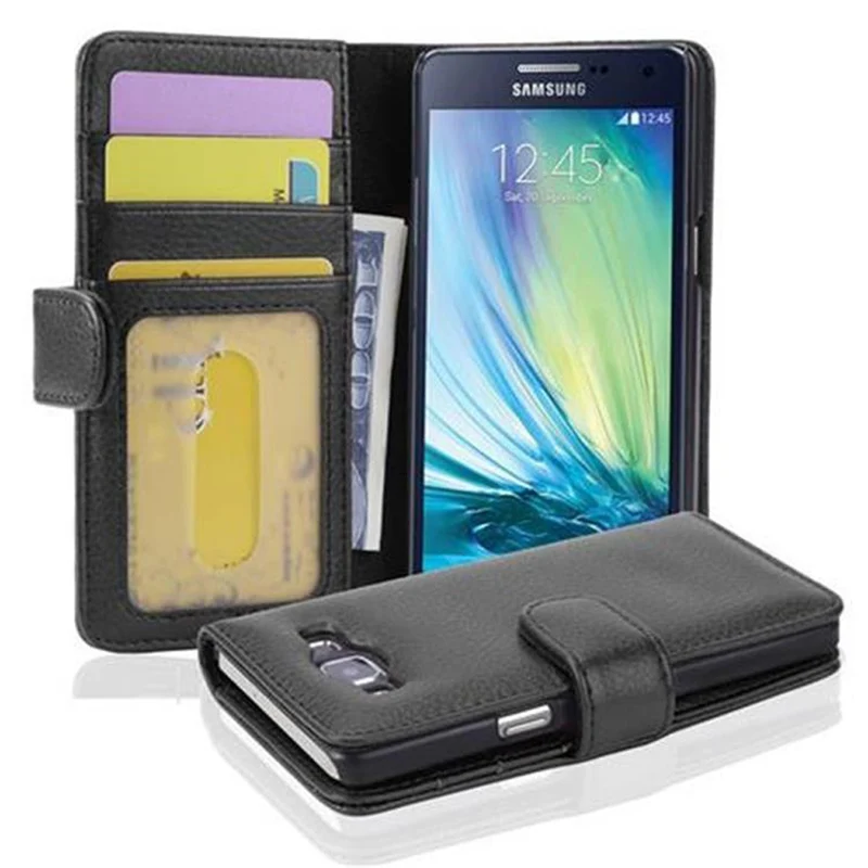 Cadorabo Hülle kompatibel mit Samsung Galaxy A5 2015 Schutzhülle mit Magnetverschluss und 3 Kartenfächern
