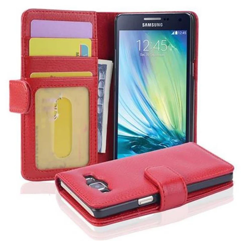 Cadorabo Hülle kompatibel mit Samsung Galaxy A5 2015 Schutzhülle mit Magnetverschluss und 3 Kartenfächern