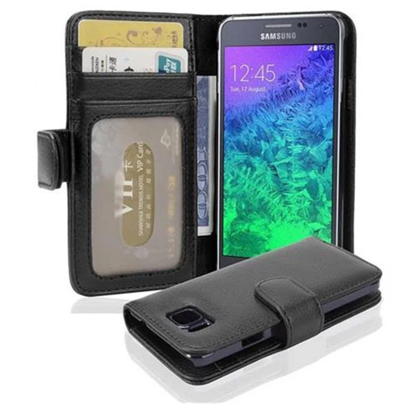 Cadorabo Hülle kompatibel mit Samsung Galaxy ALPHA Schutzhülle mit Magnetverschluss und 3 Kartenfächern