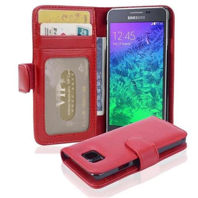 Cadorabo Hülle kompatibel mit Samsung Galaxy ALPHA Schutzhülle mit Magnetverschluss und 3 Kartenfächern