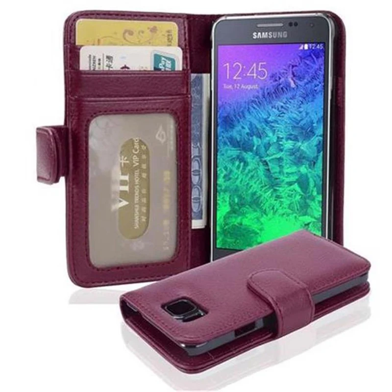 Cadorabo Hülle kompatibel mit Samsung Galaxy ALPHA Schutzhülle mit Magnetverschluss und 3 Kartenfächern