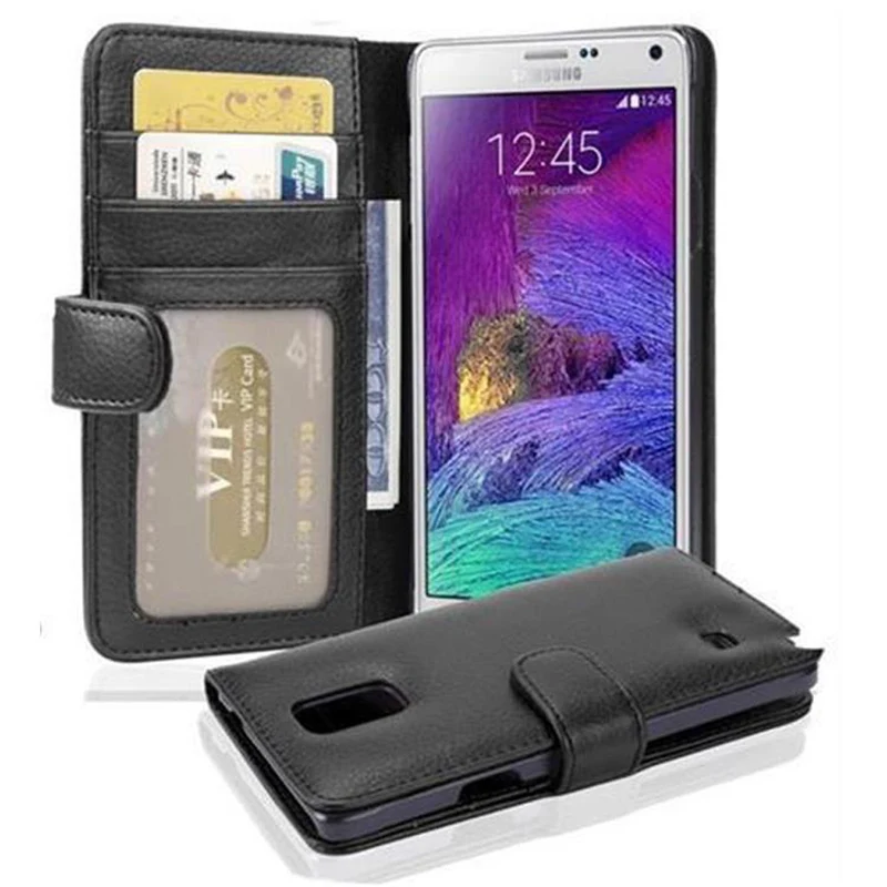 Cadorabo Hülle kompatibel mit Samsung Galaxy NOTE 4 Schutzhülle mit Magnetverschluss und 3 Kartenfächern
