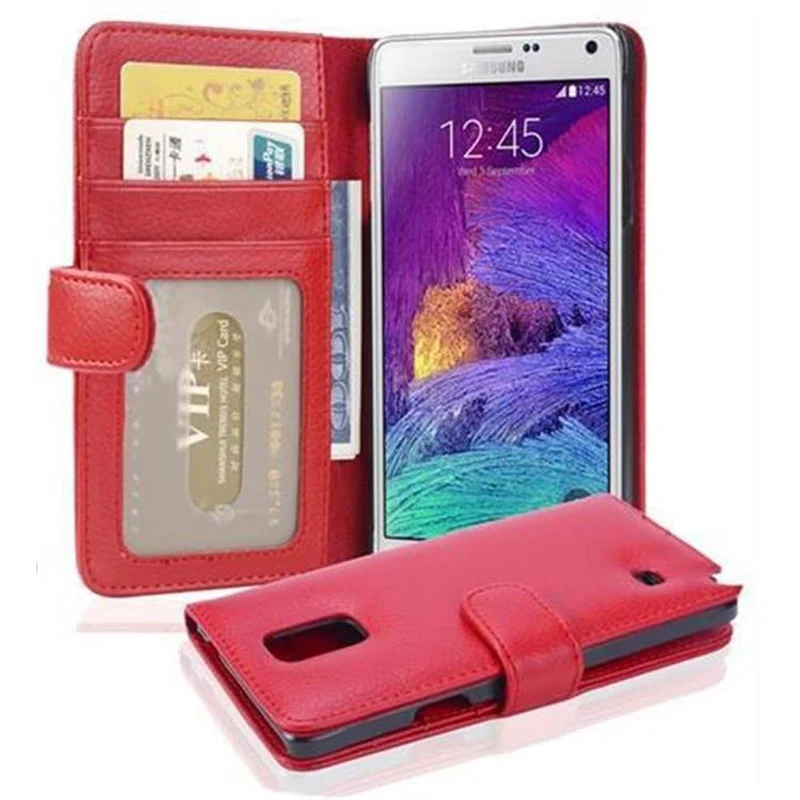 Cadorabo Hülle kompatibel mit Samsung Galaxy NOTE 4 Schutzhülle mit Magnetverschluss und 3 Kartenfächern