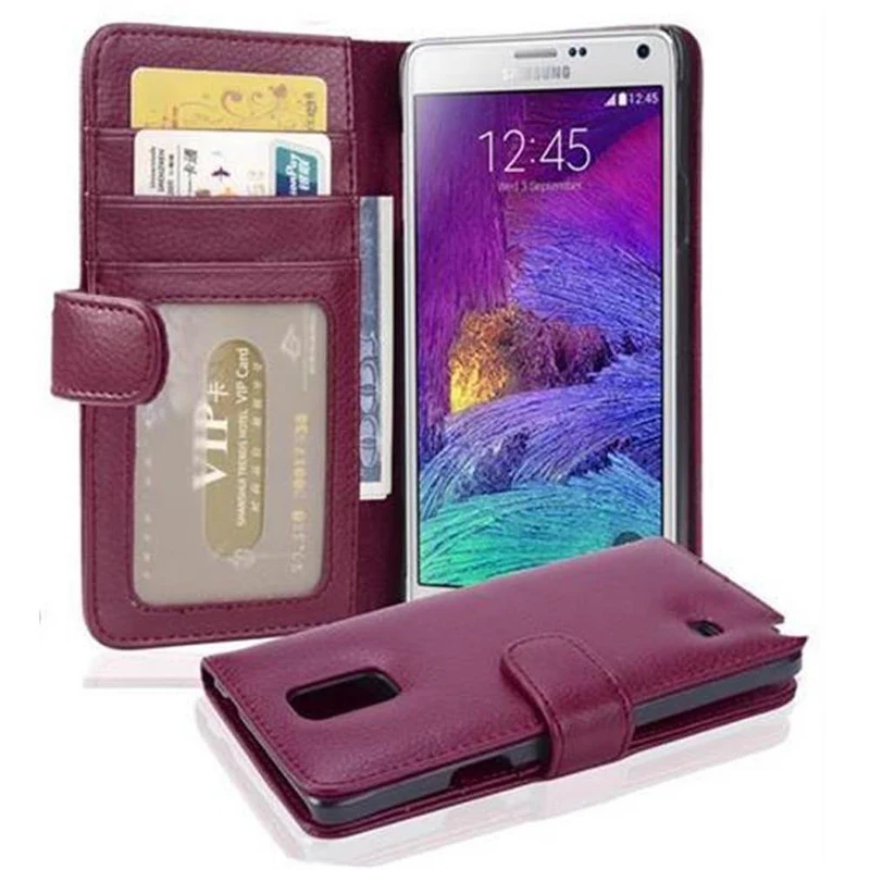 Cadorabo Hülle kompatibel mit Samsung Galaxy NOTE 4 Schutzhülle mit Magnetverschluss und 3 Kartenfächern