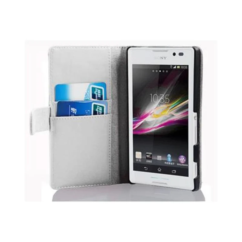 Cadorabo Hülle kompatibel mit Sony Xperia C Schutzyhülle aus glattem Kunstleder und Kartenfach
