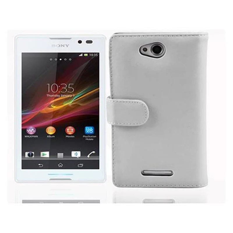 Cadorabo Hülle kompatibel mit Sony Xperia C Schutzyhülle aus glattem Kunstleder und Kartenfach