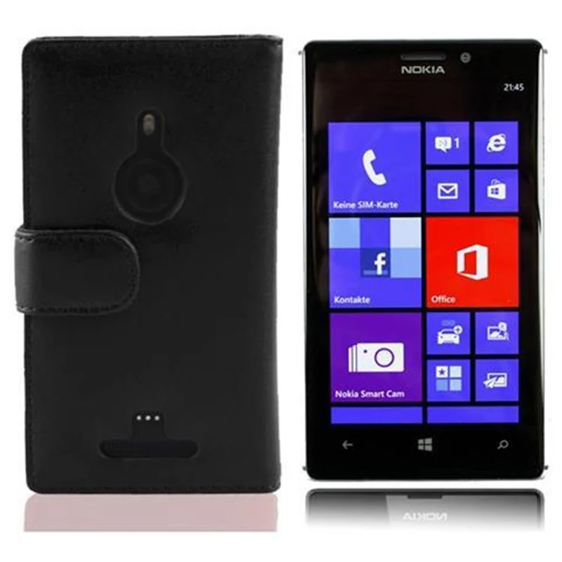 Cadorabo Hülle kompatibel mit Nokia Lumia 925 Schutzyhülle aus glattem Kunstleder und Kartenfach