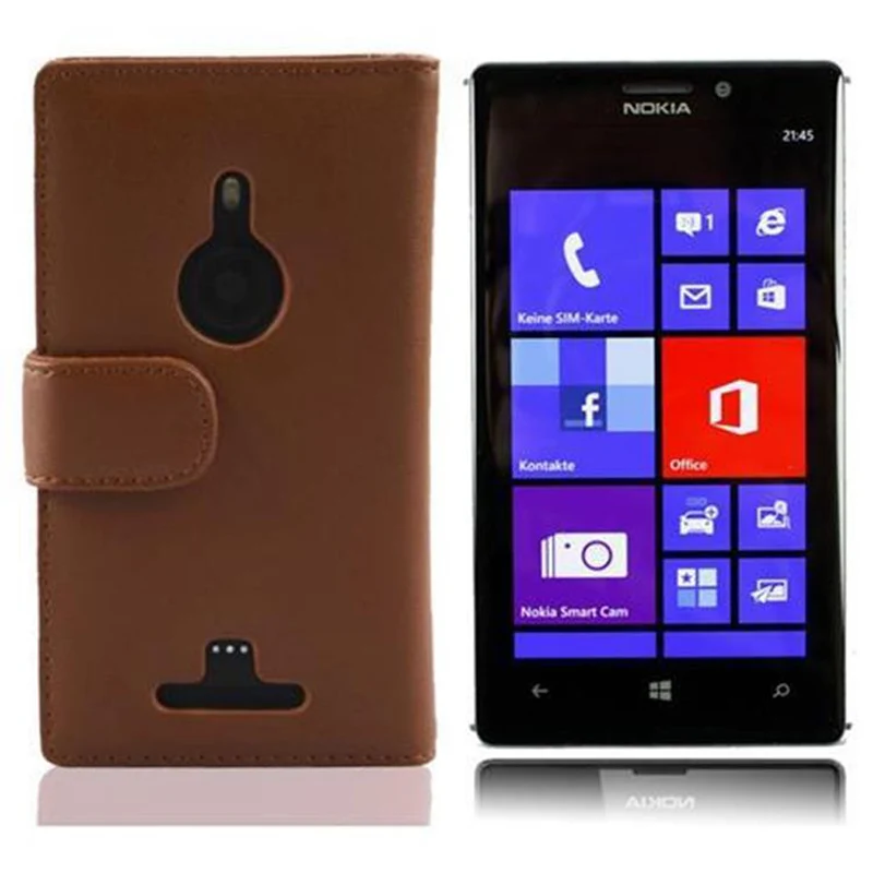 Cadorabo Hülle kompatibel mit Nokia Lumia 925 Schutzyhülle aus glattem Kunstleder und Kartenfach