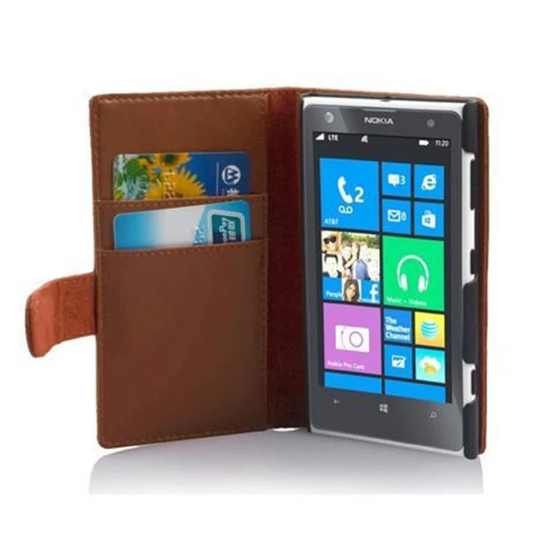 Cadorabo Hülle kompatibel mit Nokia Lumia 1020 Schutzyhülle aus glattem Kunstleder und Kartenfach