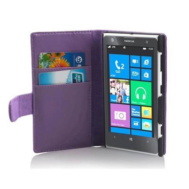 Cadorabo Hülle kompatibel mit Nokia Lumia 1020 Schutzyhülle aus glattem Kunstleder und Kartenfach
