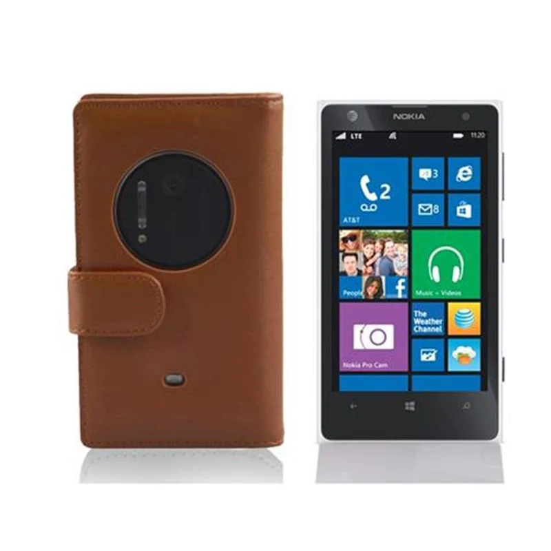 Cadorabo Hülle kompatibel mit Nokia Lumia 1020 Schutzyhülle aus glattem Kunstleder und Kartenfach