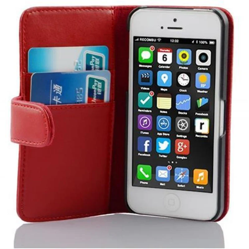 Cadorabo Hülle kompatibel mit Apple iPhone 5C Schutzyhülle aus glattem Kunstleder und Kartenfach