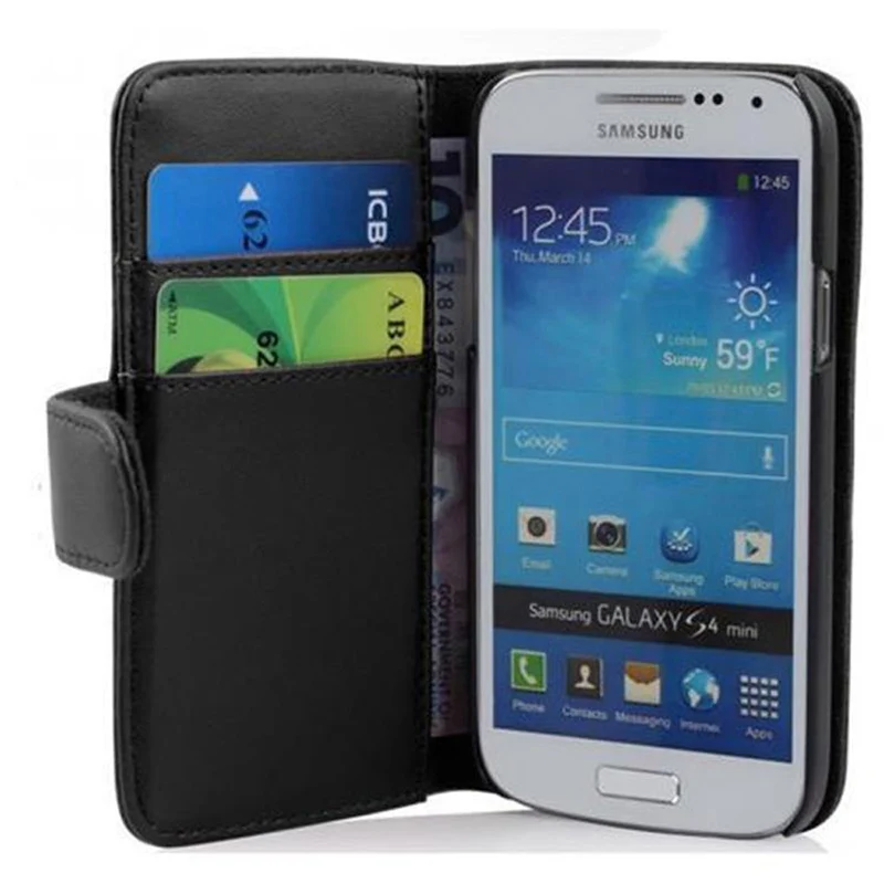 Cadorabo Hülle kompatibel mit Samsung Galaxy S4 MINI Schutzyhülle aus glattem Kunstleder und Kartenfach