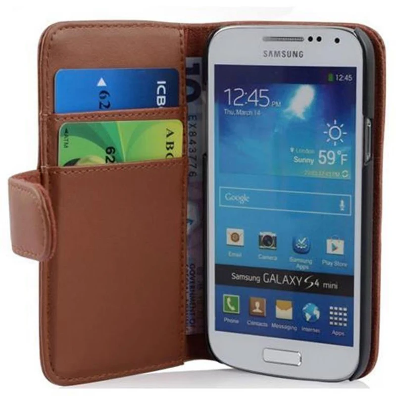 Cadorabo Hülle kompatibel mit Samsung Galaxy S4 MINI Schutzyhülle aus glattem Kunstleder und Kartenfach