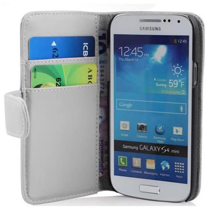 Cadorabo Hülle kompatibel mit Samsung Galaxy S4 MINI Schutzyhülle aus glattem Kunstleder und Kartenfach