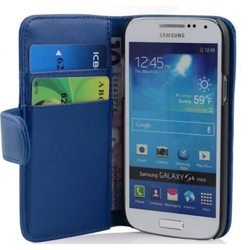 Cadorabo Hülle kompatibel mit Samsung Galaxy S4 MINI Schutzyhülle aus glattem Kunstleder und Kartenfach