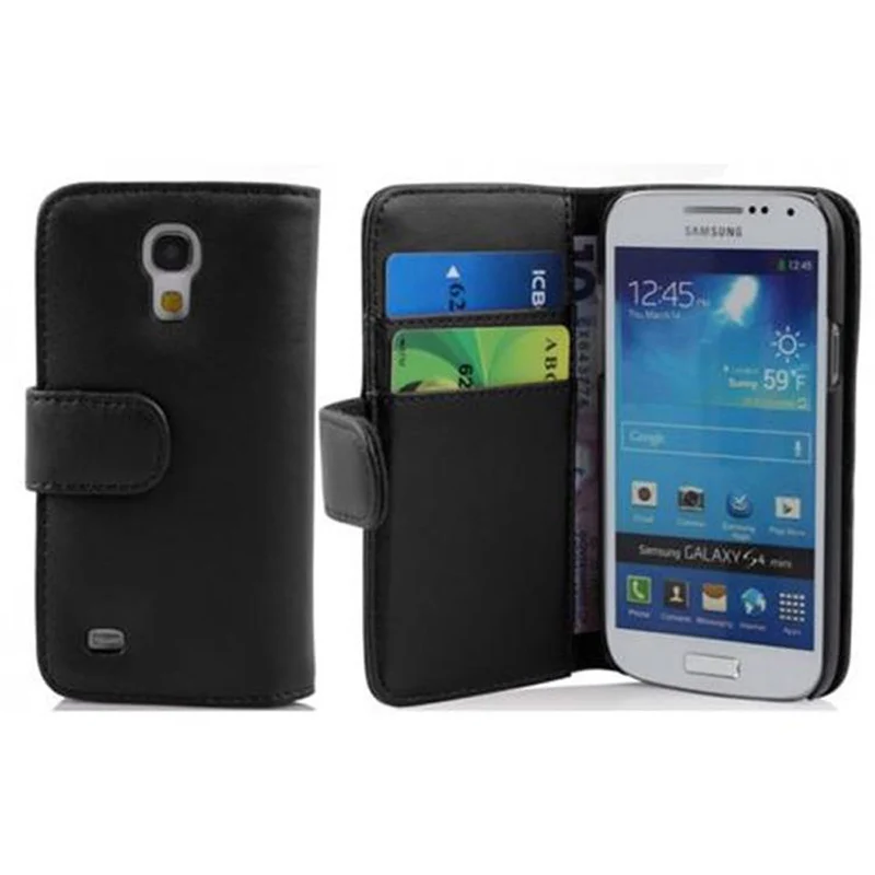 Cadorabo Hülle kompatibel mit Samsung Galaxy S4 MINI Schutzyhülle aus glattem Kunstleder und Kartenfach