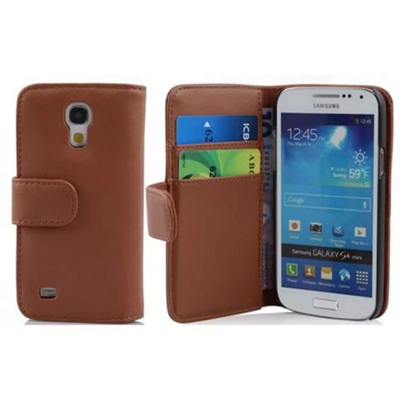 Cadorabo Hülle kompatibel mit Samsung Galaxy S4 MINI Schutzyhülle aus glattem Kunstleder und Kartenfach