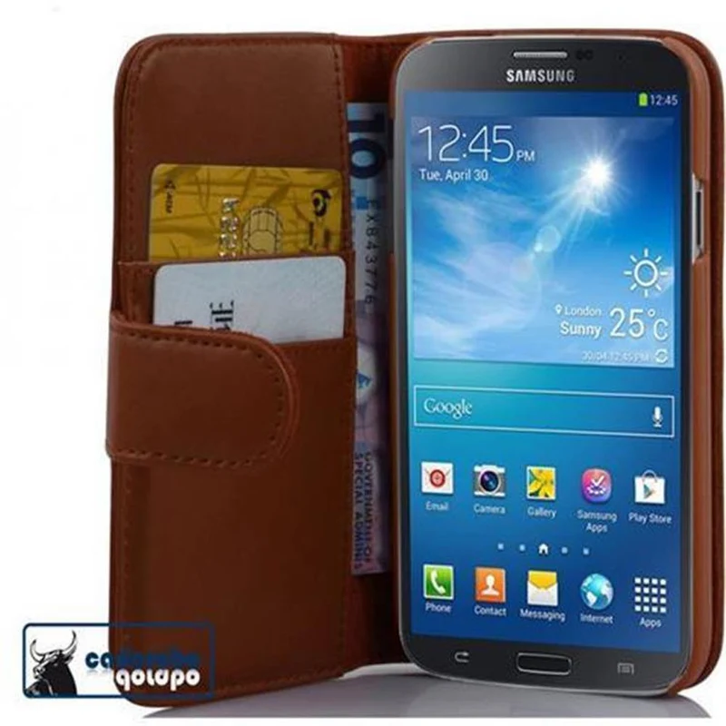 Cadorabo Hülle kompatibel mit Samsung Galaxy MEGA 6.3 Schutzyhülle aus glattem Kunstleder und Kartenfach