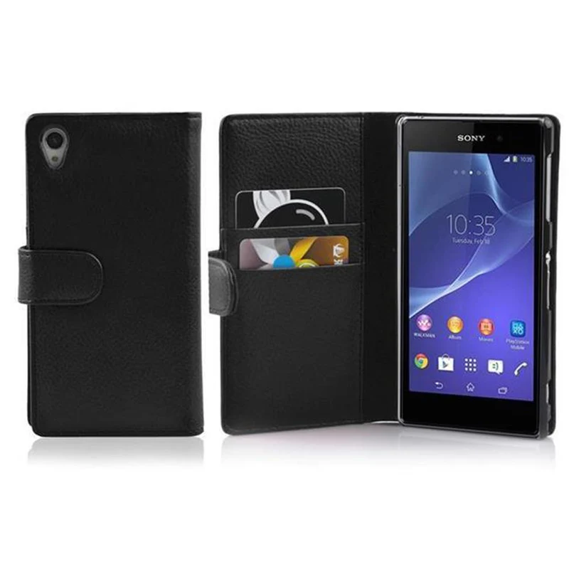 Cadorabo Hülle kompatibel mit Sony Xperia Z2 Schutzhülle aus strukturiertem Kunstleder und Kartenfach