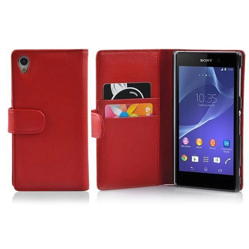 Cadorabo Hülle kompatibel mit Sony Xperia Z2 Schutzhülle aus strukturiertem Kunstleder und Kartenfach