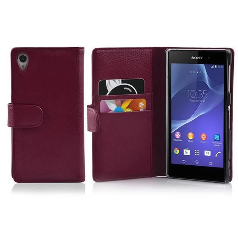 Cadorabo Hülle kompatibel mit Sony Xperia Z2 Schutzhülle aus strukturiertem Kunstleder und Kartenfach