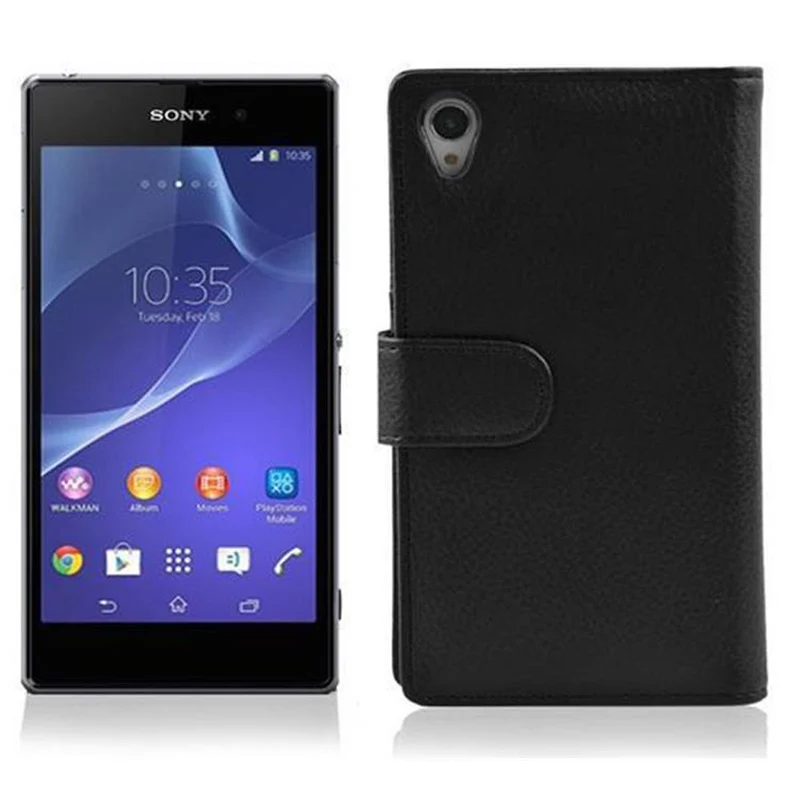 Cadorabo Hülle kompatibel mit Sony Xperia Z2 Schutzhülle aus strukturiertem Kunstleder und Kartenfach