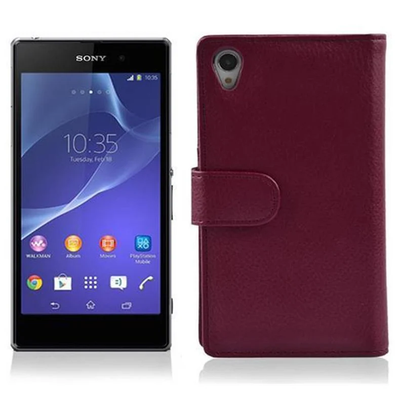 Cadorabo Hülle kompatibel mit Sony Xperia Z2 Schutzhülle aus strukturiertem Kunstleder und Kartenfach