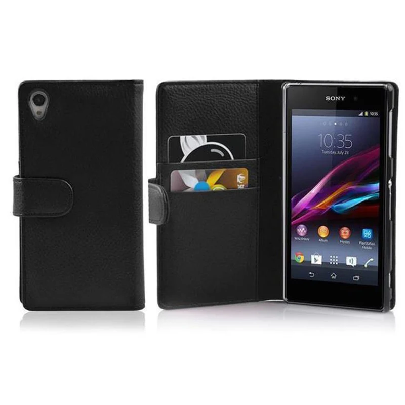 Cadorabo Hülle kompatibel mit Sony Xperia Z1 Schutzhülle aus strukturiertem Kunstleder und Kartenfach