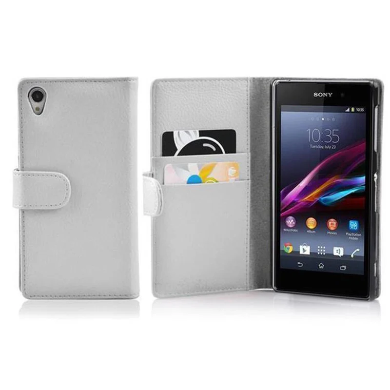 Cadorabo Hülle kompatibel mit Sony Xperia Z1 Schutzhülle aus strukturiertem Kunstleder und Kartenfach