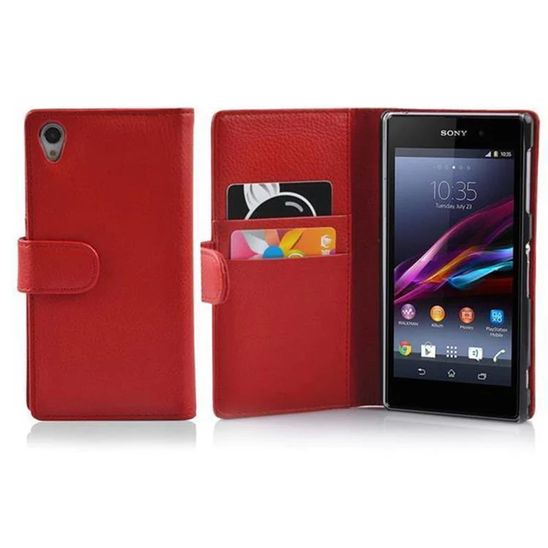 Cadorabo Hülle kompatibel mit Sony Xperia Z1 Schutzhülle aus strukturiertem Kunstleder und Kartenfach